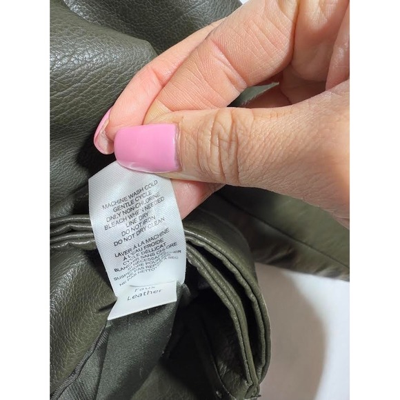 Tahari Olive Faux Leather Jacket - Picture 5 of 8